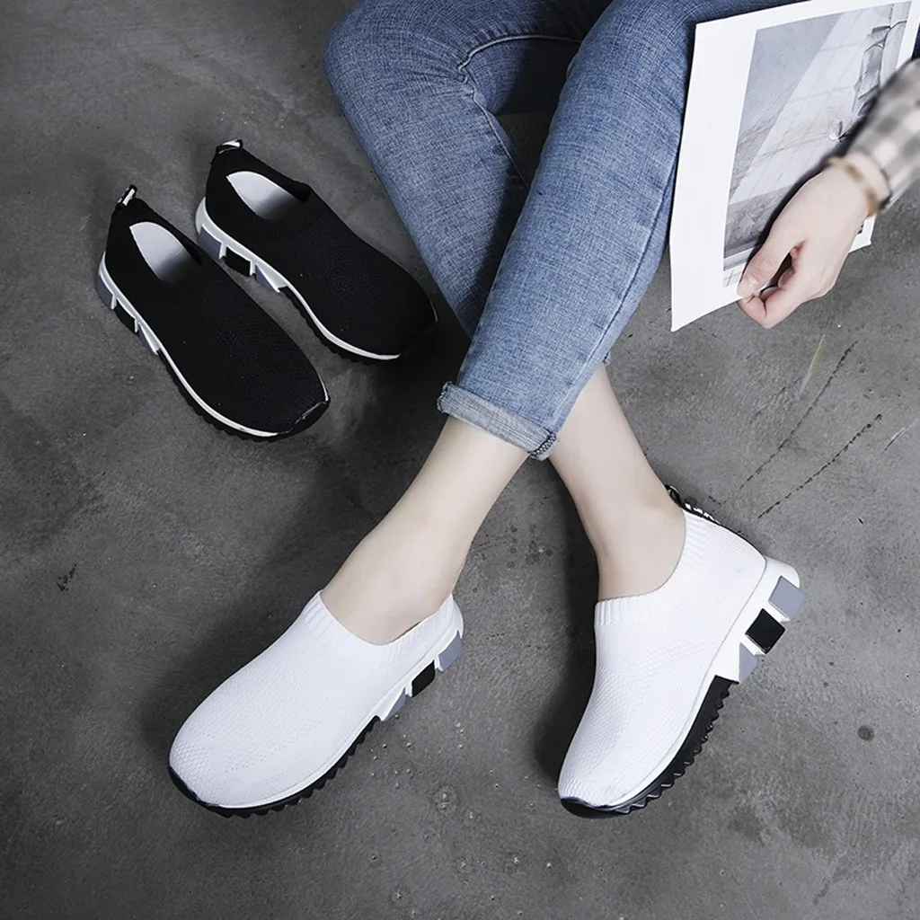 

Brand New Fashion Sport Shoes Breathable Slip-On Rubber Women Outdoor Mesh Casual Comfortable Soles White Sports shoes