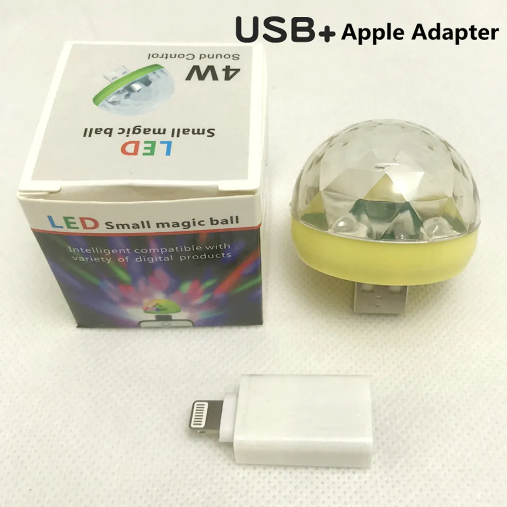 Yellow For Apple Adeeing USB диско светильник светодиодный вечерние светильник s Портативный хрустальный магический шар красочный эффект сценический светильник для дома вечерние караоке Декор - Цвет: Yellow For Apple