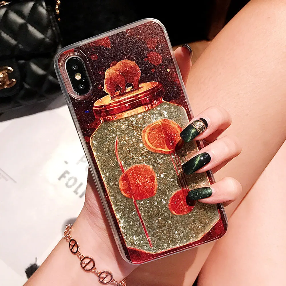 Мягкий чехол для телефона из ТПУ с рисунком акулы медведя динамического жидкого