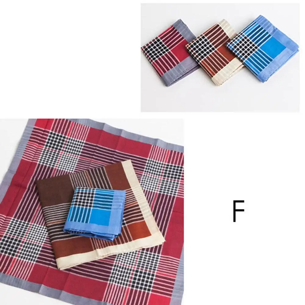 Plaid F 3Pcs 3-5 шт./лот разноцветные носовые платки для женщин хлопок Цветочный вышитый шарф Карманный платок случайный цвет - Цвет: Plaid F 3Pcs