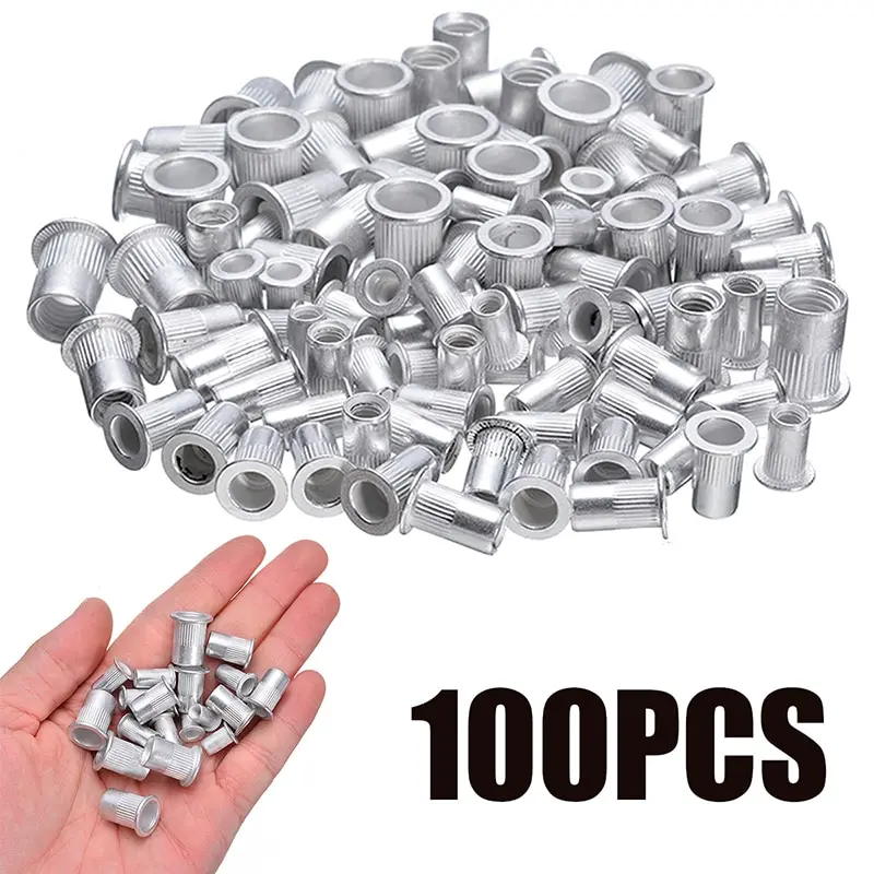 

100pcs/set Durable M4/M5/M6/M8 Rivet Nuts Steel Aluminum Threaded Rivet Nut Inserts Rivnut Nutsert