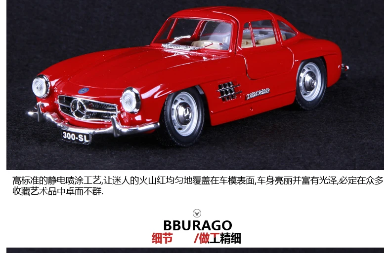 Bburago 1:24 Mercedes 300SL классический автомобиль сплав модель автомобиля Моделирование Украшение автомобиля коллекция Подарочная игрушка