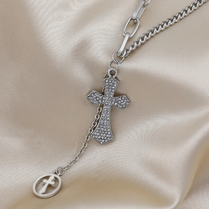 

Luxury Fashion Female Cross Pendants dropshipping Crystal Jesus Cross Pendant Necklace Jewelry For Men/Women Wholesale