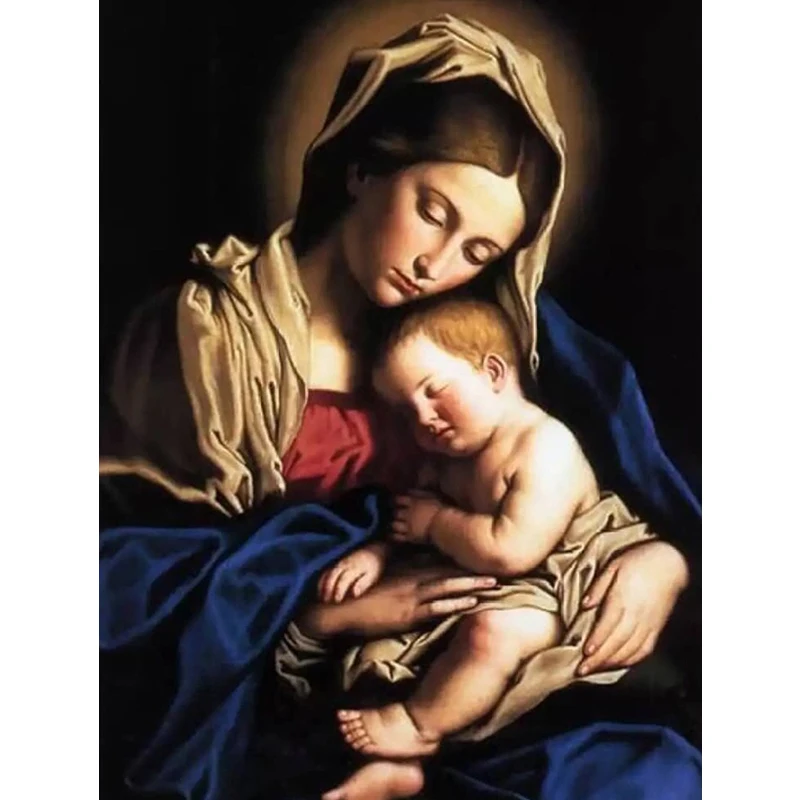 Фуюн 5D алмазов картина Девы Марии Полный Круглый Алмазная мозаика продажи