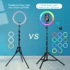 6 см цветная (RGB) светодиодная кольцевая лампа светильник держатель телефона 178 см стойки вспышки Радуга Цвет селфи видео для YouTube Live Studio Аксессуары для заполнения светильник