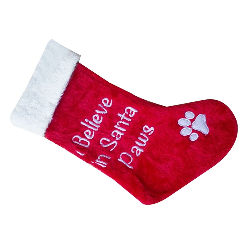 5Pcs Personalised Christmas Stocking Dog P-Aw Pattern Plaid Family Set Santa Sack Xmas Glitter Stockings | Дом и сад