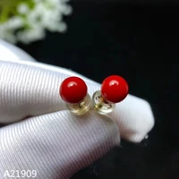 kjjeaxcmy fine jewelry 18k gold inlaid natural red coral gemstone ladies earrings support detection luxury new