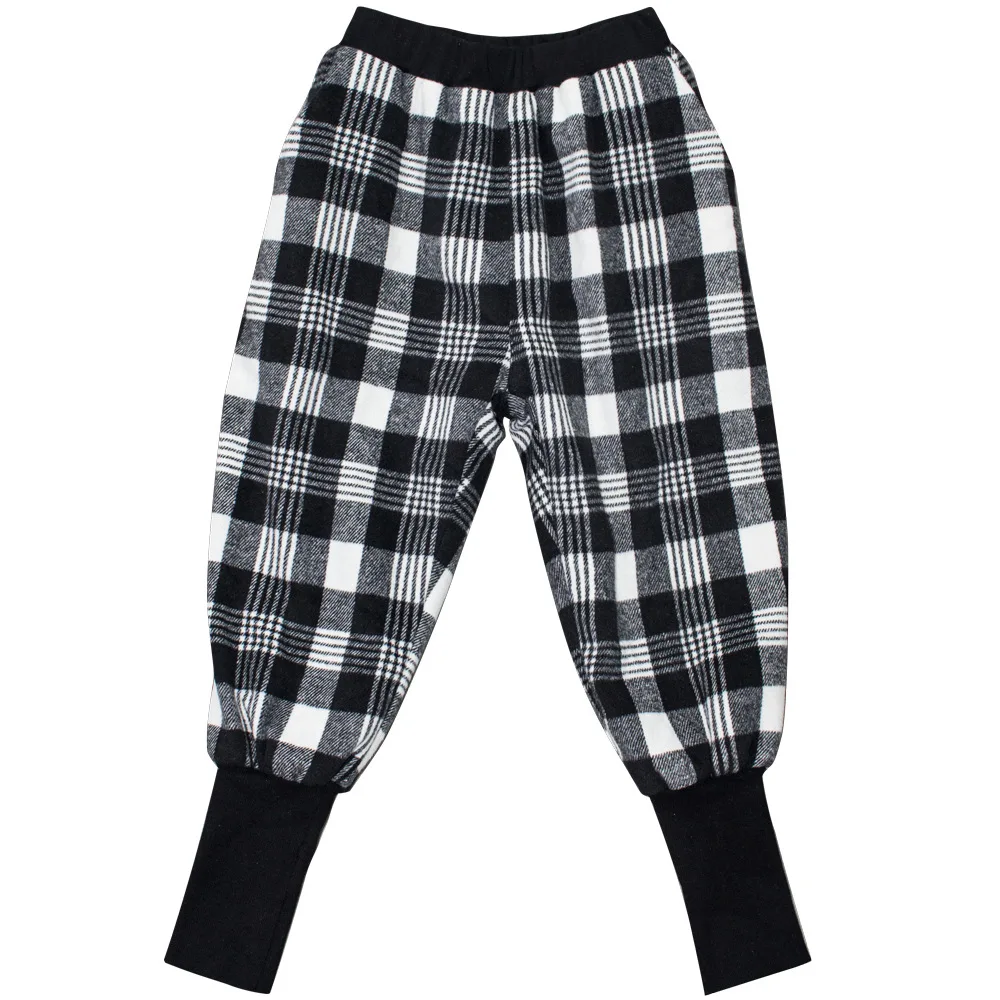 

2020 New Winter boys korean style thicken plaid pencil pants children all-match pant kids casual warm Trousers