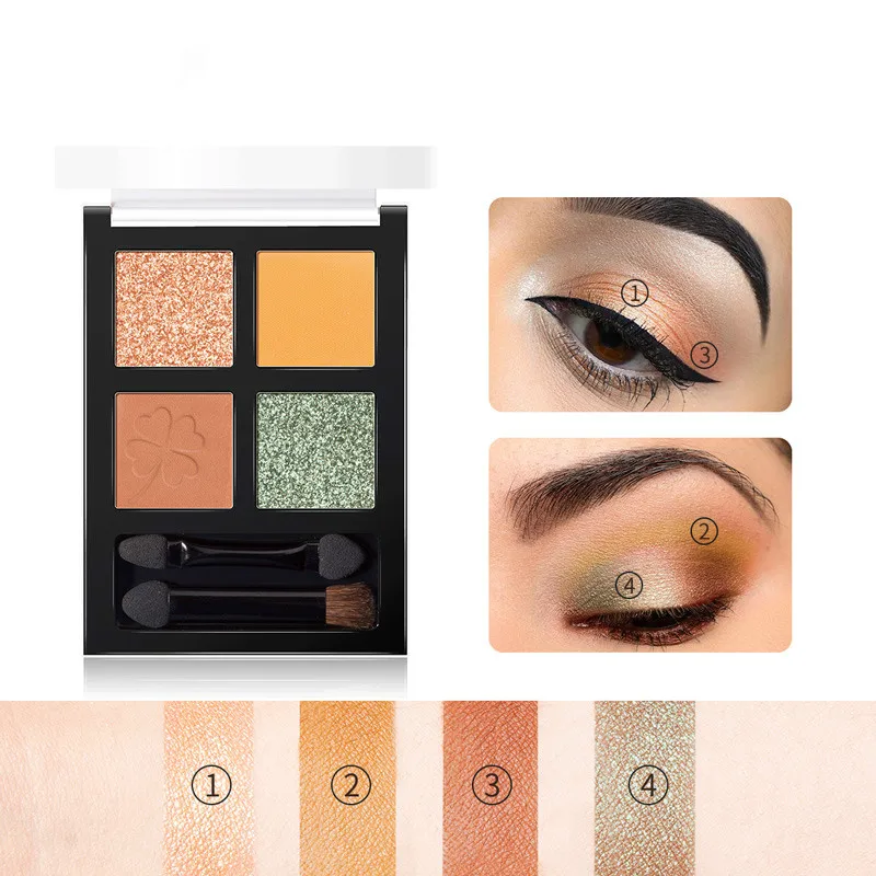 Новинка 4 вида цветов блеск палитра теней для век долговечный Водонепроницаемый