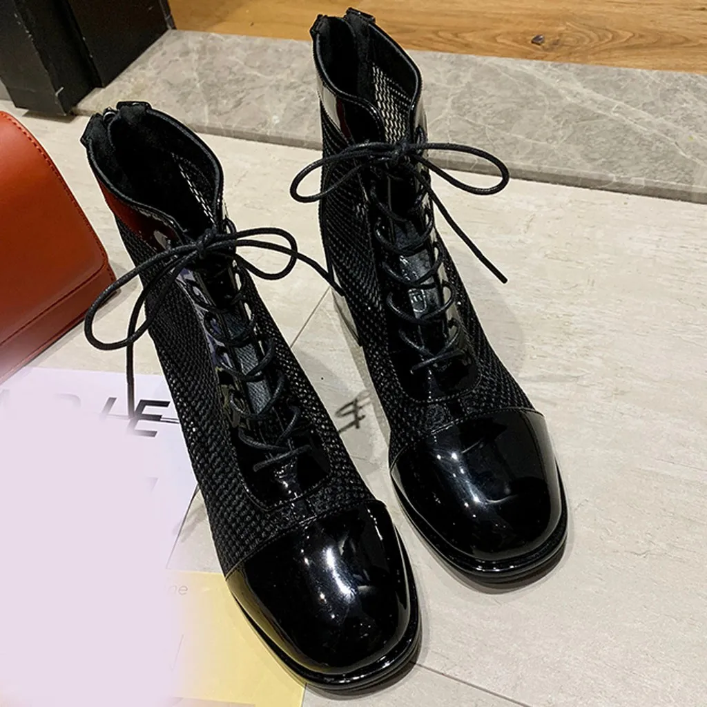 Женские ботинки женские ботильоны с открытым круглым носком сетчатые на