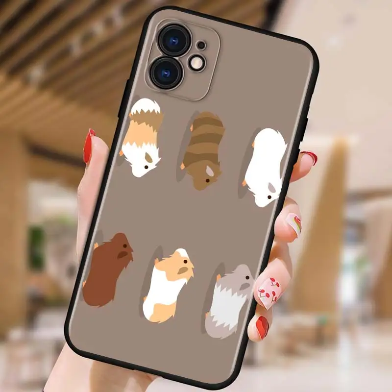 

Guinea Pig Cute for iPhone 5 5S 6 7 8 X XR XS 11 SE 12 2020 mini Plus Pro MAX TPU Black Soft Cover