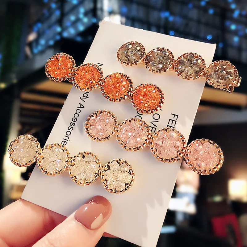 

Girl Crystal Hair Clips Temperament Shiny Full Rhinestone Elegant Barrettes Hairgrips Women Wedding Hairpins Hair Accessories