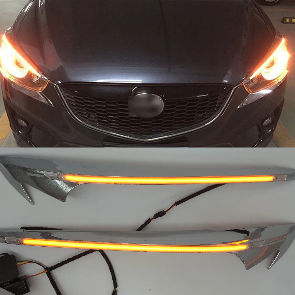 Для Mazda CX-5 CX5 2012 2013 автомобильный головной светильник для украшения бровей желтый указатель поворота DRL Светодиодный дневной ходовой светильник