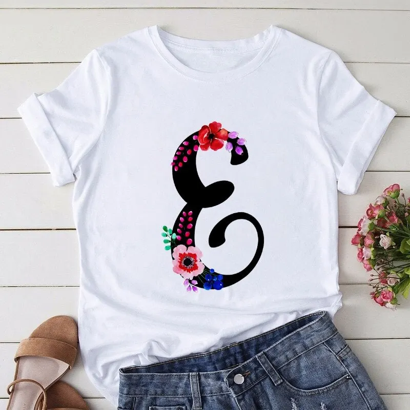 

2021 Summer Letter Printed Women T-shirt Woman Harajuku Short-Sleeved O-Neck Tees Shirt Girl Summer Tee Top Femme Tshirt