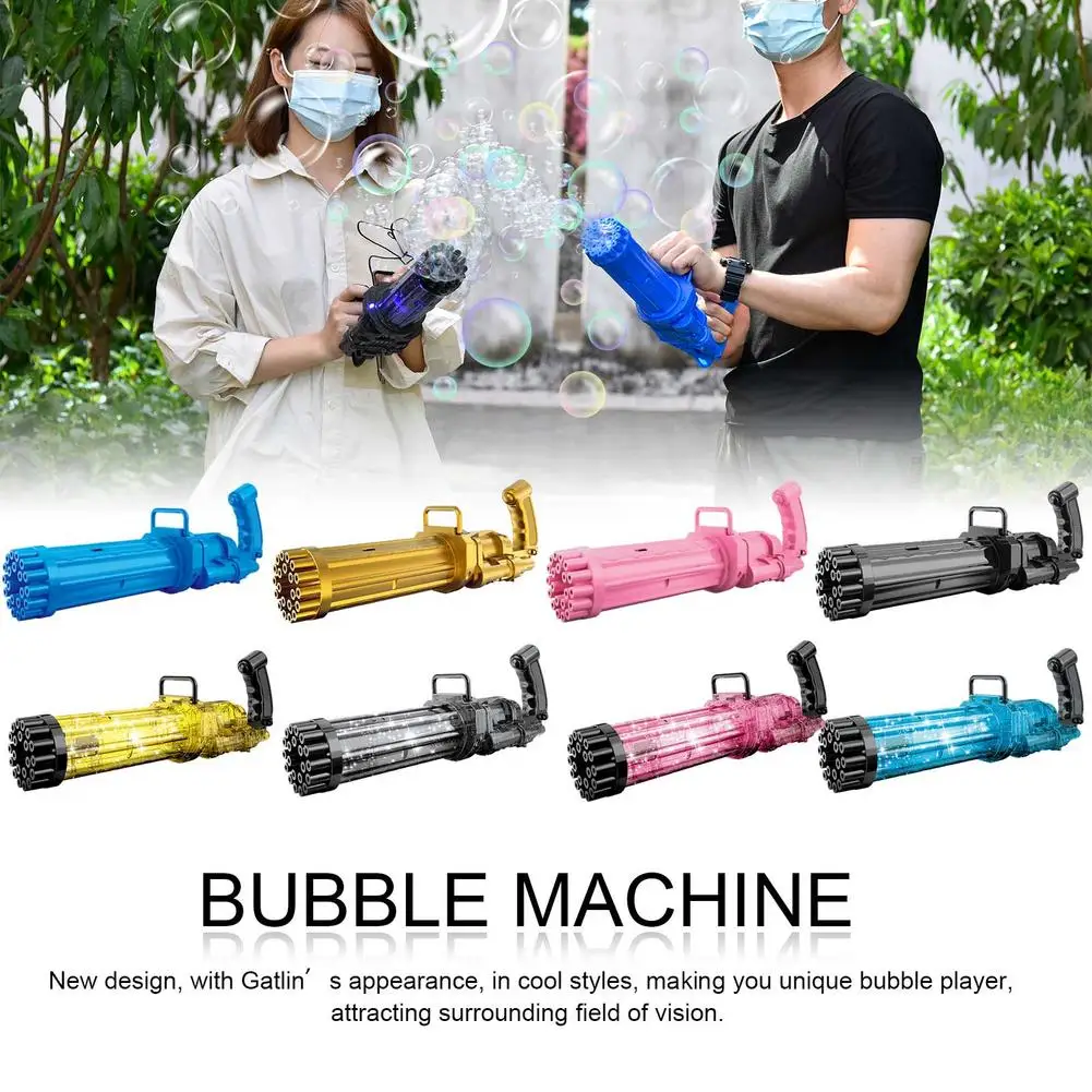 

15.5Inch Gatling Bubble Machine Toy 21 Holes Luminous Automatic Bubble Maker Toy Summer Outdoor Toy Bubble Gun For Children Gift