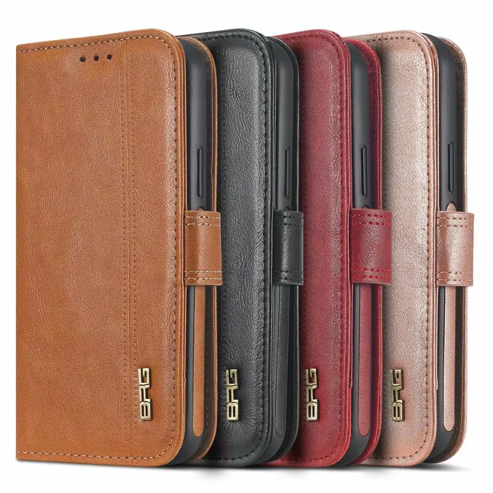 

BRG Fashion 2 in 1 Flip PU Leather Phone Case Skin Cover For iPhone 12 Mini /11 Pro Max XR XS 6 7 8 Plus Shell For S9 S10 Note 9