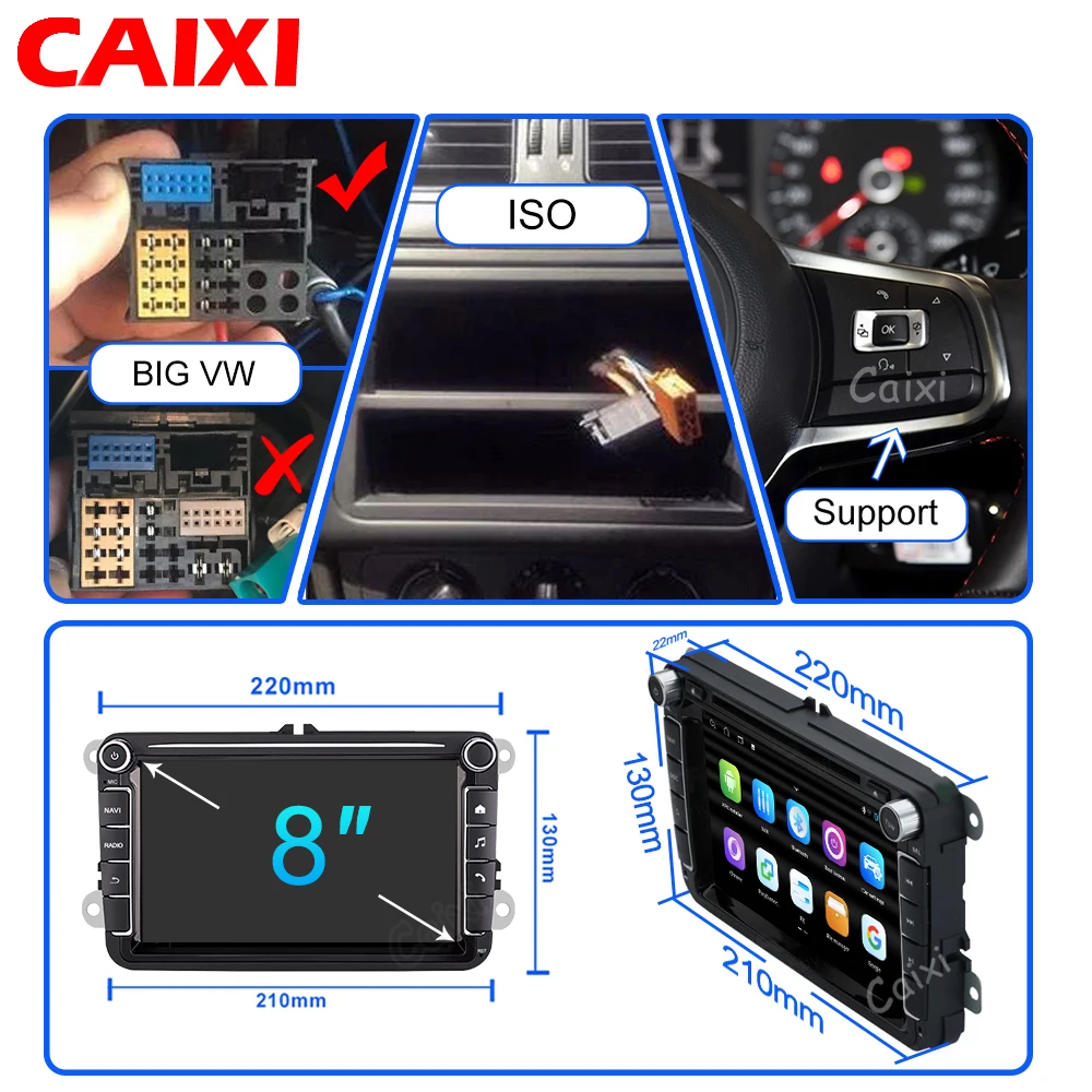 Магнитола CAIXI для Volkswagen Passat B7 B6 мультимедийный плеер на Android 10 с DVD GPS гольфа Touran Polo