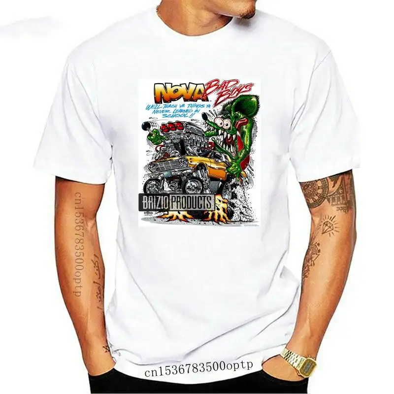 

Print T-Shirt 2020 Fashion Oneck Top Cotton Casual Hot Rod Car Fans Bad Boys White Tee Shirts Front Print T Shirts for Men