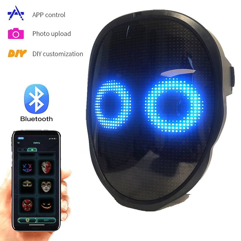 Светодиодная маска для вечерние с Bluetooth 2074 RGB-лампой подсветкой | Дом и сад