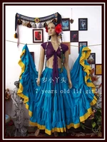 7years old lil girl 2021cotton 25 yard 4 tiered satin skirt belly dance gypsy rock tribal flamenco 9ex33