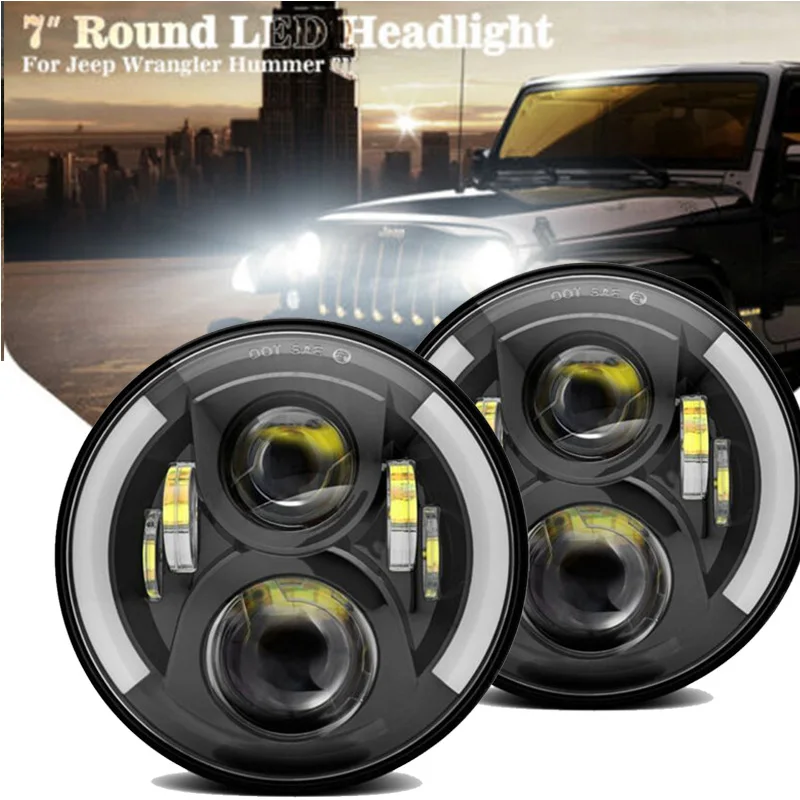 

LED 7" Inch Headlight High Low Beam DRL HeadLamp For Jeep Wrangler JK LJ TJ CJ VAZ 2121 Lada 4x4 urban Niva Rover Defender