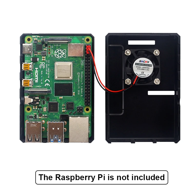 Корпус Raspberry Pi 4 из АБС-пластика черный/прозрачный корпус с охлаждающим
