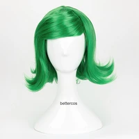 movie inside out disgust cosplay wigs green short curly heat resistant synthetic hair wig wig cap