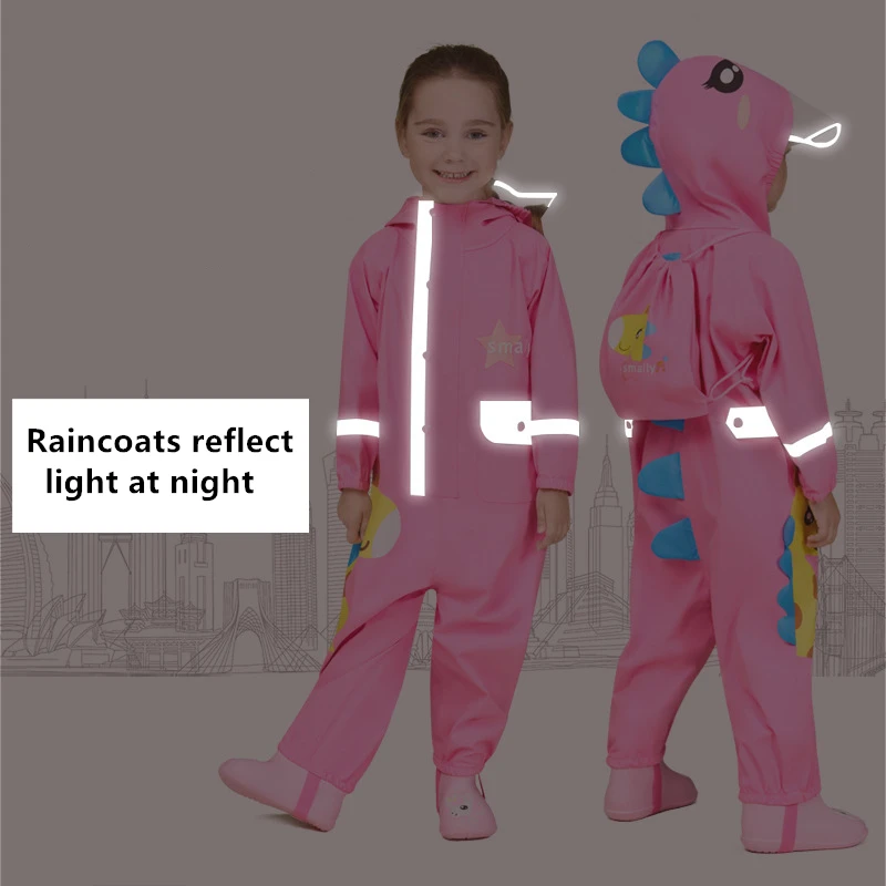 От 1 до 9 лет детский комбинезон водонепроницаемый с рисунком динозавра дождевик