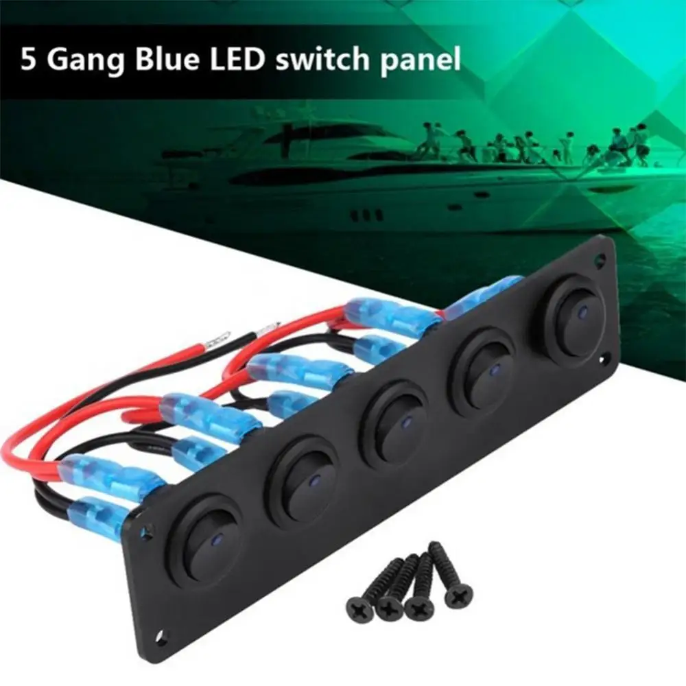

12-24V Car Boat Marine 5 Gang On Off Rocker Switch Panel with LED Indicator Automobile carros Interior New Hot Accessories 2019