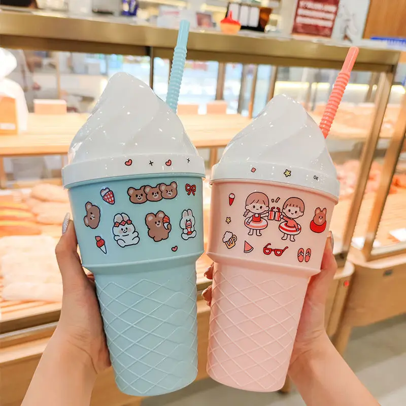 

Creative Large-capacity Cute Ice Cream Straw-style Cold Drink Plastic Cup