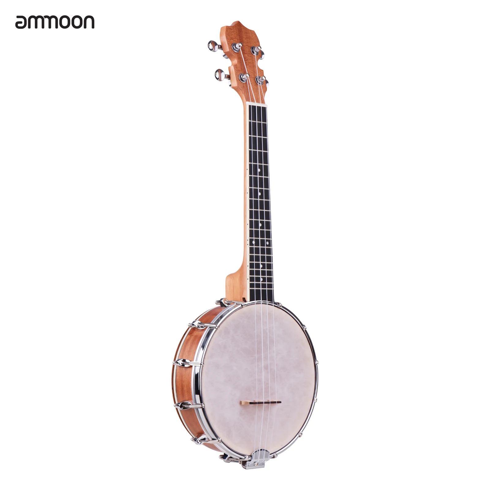 

ammoon Concert 23 Inch Open-back Banjo Uke 4 String Banjolele Maple Body Okoume Neck with Tuning Wrench Bridge Positioning Ruler