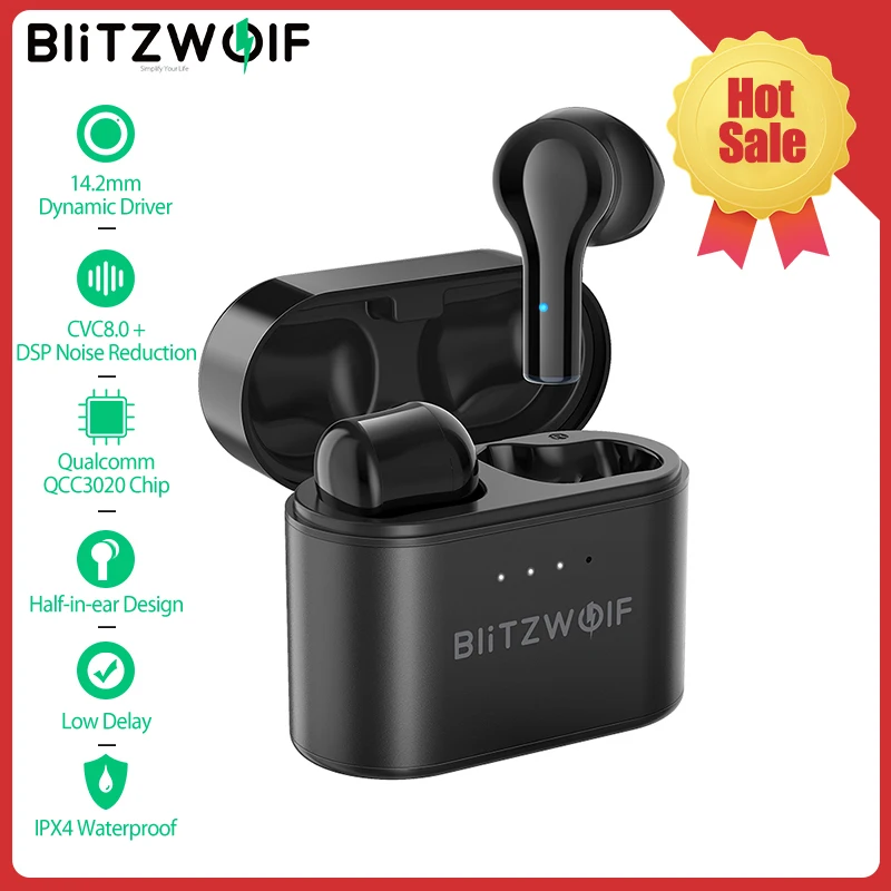 

BlitzWolf BW-FYE9 TWS Earphone Wireless Earbuds Half In-ear DSP Noise Reduction Gaming bluetooth-compatible Earphones with Mic