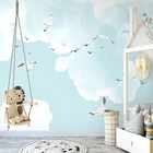 Самоклеящиеся обои на заказ, объемные фрески с изображением неба, облаков, чайки, детской спальни, домашний декор, водонепроницаемый фон decore