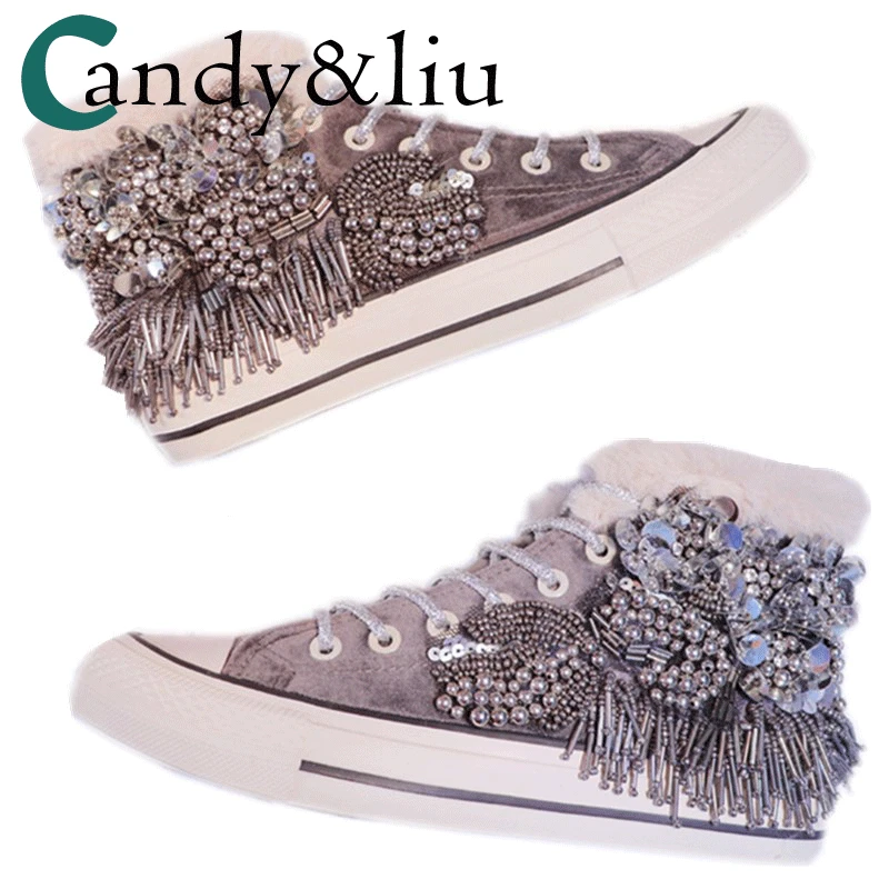 

New beaded sequins casual shoes Joker Korean shoes