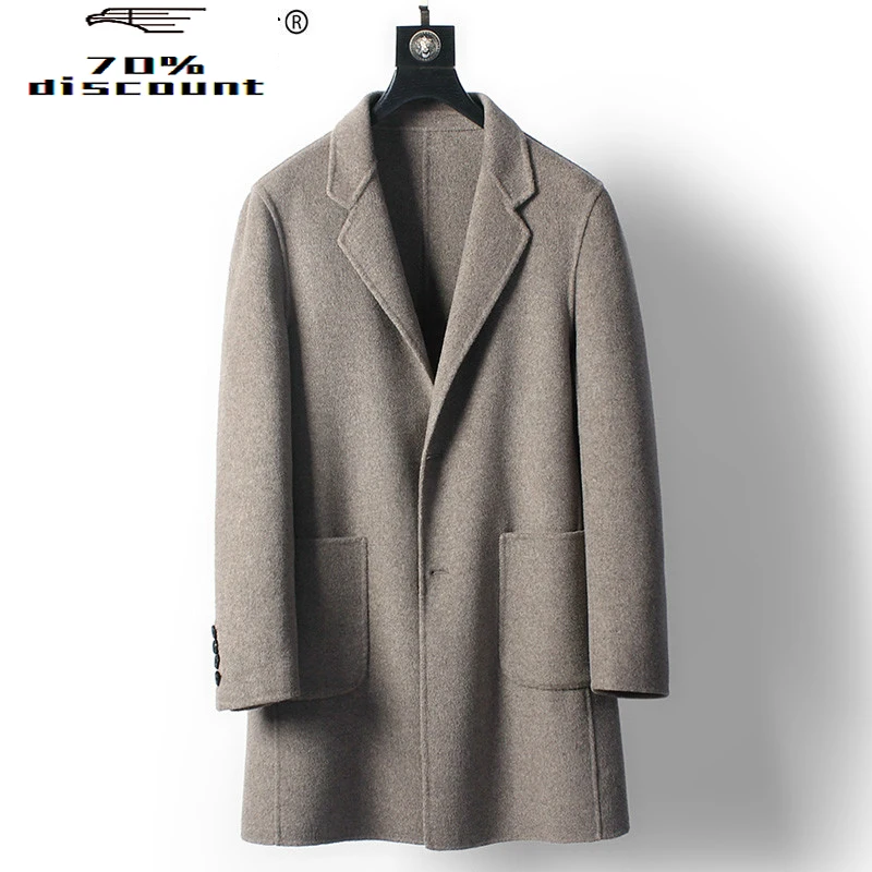 

Wool Coat Men Double-sided Korean Autumn Woolen Long Coat Man Jacket Mens Coat and Jacket Manteau HommeMC28D339 KJ2202