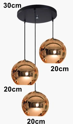 3 pcs 20cm round LukLoy зеркальный стеклянный современный подвесной светильник кухонный светильник закрепленный для столовой винтажный подвесной светильник прикроватный подвесной светильник современный светильник - Цвет корпуса: 3 pcs 20cm round