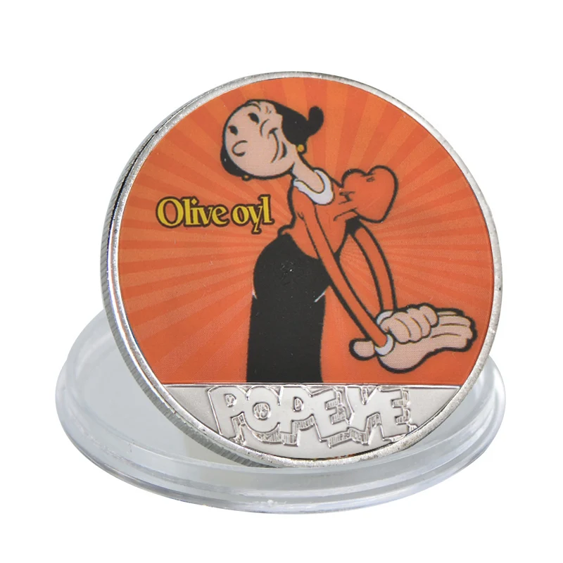 WR цветные Popeye бронзовая покрытая памятная монета подарки на день рождения Соединенные Штаты темно-синий горд Металл вызов монета для коллекции - Цвет: coin 2