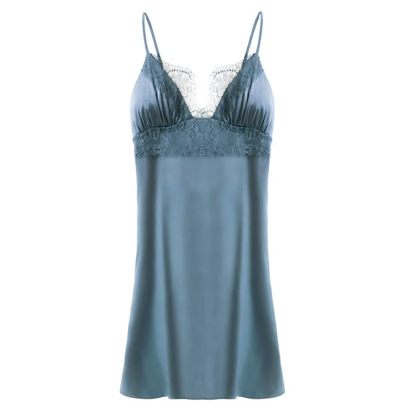 Sexy Nightdress Female Summer Thin Section Ice Satin Silk Sleep Dress Temptation Advanced Simulation | Женская одежда