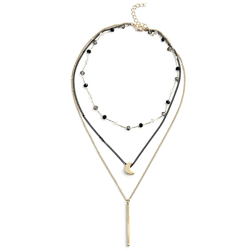 Boho Jewelry Multi Layer Choker Necklaces Women Sexy Fashion Pendant Vintage Lovers Gift Luxury Moon Necklace Female 2109 | Украшения и