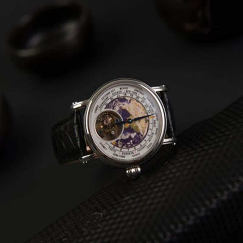 Tourbillon часы для мужчин Топ бренд класса люкс 100% с земляным циферблатом из кожи