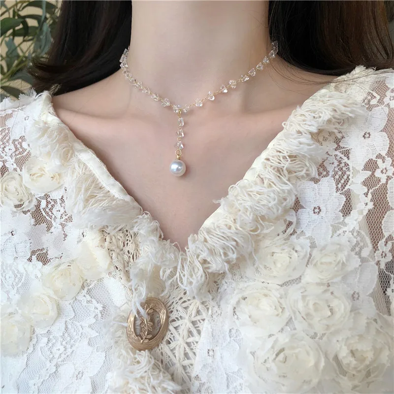 Европейский Элегантный темпераментный чокер с цепочкой и кристаллами для женщин