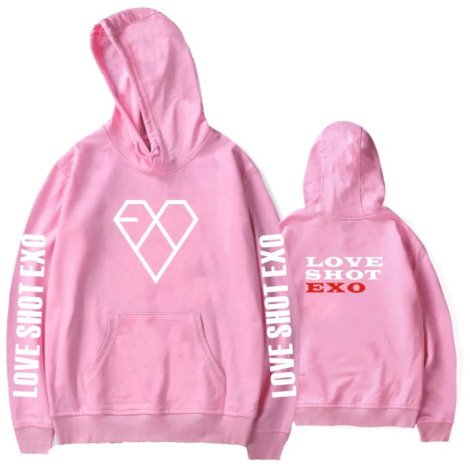 Осенние модные женские толстовки EXO kpop новые корейские свободные розовые с
