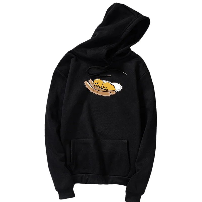 hoodies black 11 Мультяшка Гудетама Толстовка Harajuku Осень-зима длинный рукав плюс бархат Корейская одежда новые толстовки женские Kawaii Camiseta Muje - Цвет: hoodies black 11