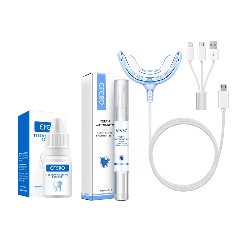 

Dental Peroxide Teeth Whitening Serum Pen Oral Hygiene 16LED Light Mouth Tray USB Triple Adapter Phone Interfaces 4 Ports