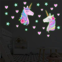 catoon luminous stars unicorn wall sticker for kids room bedroom unicorn wall decor glow in the dark stars fluorescent stickers