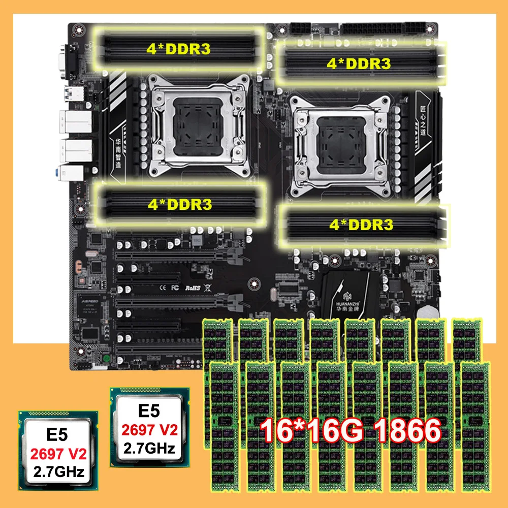 Материнская плата HUANANZHI X79 16D CPU RAM Combo Dual Intel Xeon E5 2697 V2 2 7 ГГц 10 ядер большой бренд