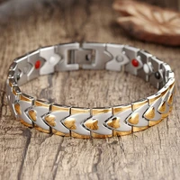 new healing magnetic bracelet menwoman 316l stainless steel 3 health care elementsmagneticfirgermanium gold bracelet hand