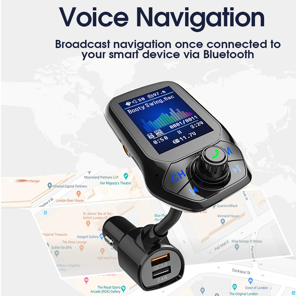 Беспроводной автомобильный FM трансмиттер музыкальный приемник с ЖК дисплеем 1 8