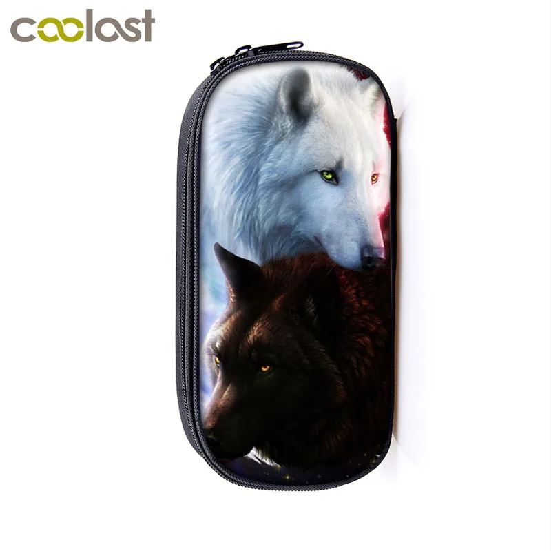 Крутые Кошельки для монет с принтом воющего волка сумка карандашей мальчиков и