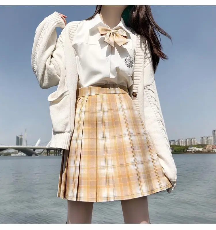 Милая японская форма JK юбка из двух частей в складку хипстерская Студенческая